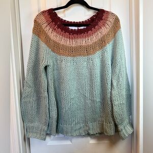 Softness you can see LOLA Sweater BOHO loose knit women light teal Earthy Comfy